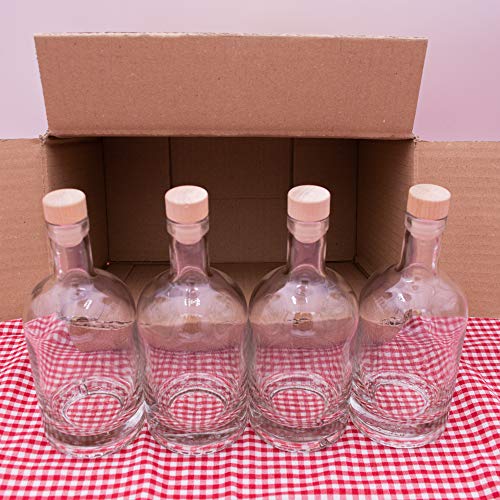 BAUER Flaschenbauer - 4 Nocturne Glasflschen 0,5 Liter mit Korken - Leere Glasflasche mit 500 ml Volumen - geeignet als Likörflasche, Saftflasche und für Dressings oder Saucen von flaschenbauer.de