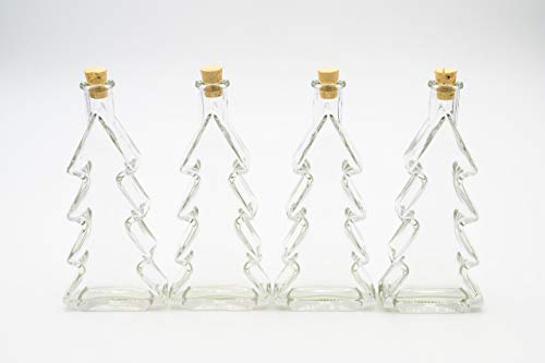 Flaschenbauer - 4 x leere Glasflaschen 200ml Tannenbaum: Mini Korken verwendbar als kleine zum Befüllen, Schnapsflaschen , Weihnachtsgeschirr, Deko von flaschenbauer.de