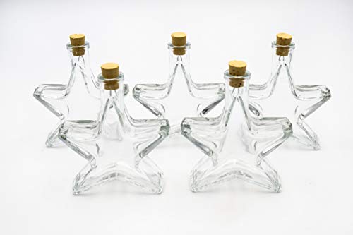 Flaschenbauer - 5 x Leere Glasflaschen 100ml Stern: Mini Glasflaschen mit Korken verwendbar als Weihnachtsgeschirr, kleine Flaschen zum Befüllen, Leere Schnapsflaschen klein, Deko Flaschen von flaschenbauer.de