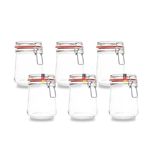 Flaschenbauer - 6-teiliges Set Drahtbügel-Vorratsgläser 800ml, geeignet als Einmach- und Fermentierglas, zur Aufbewahrung, zum Befüllen, leere Gläser mit Drahtbügel - Made in Germany von flaschenbauer.de