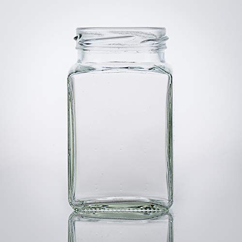 Flaschenbauer - 6 Mini Einmachgläser 260 ml Vierkant Gläser mit Schraubverschluss to 58 Gold - Gläser mit Deckel perfekt als Marmeladengläser, Honiggläser von flaschenbauer.de