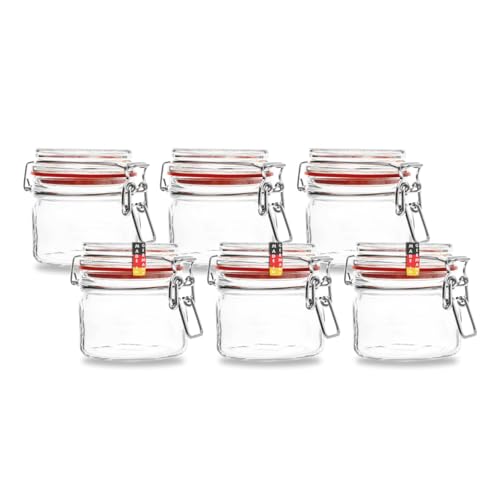 Flaschenbauer - 6-teiliges Set Drahtbügel-Vorratsgläser 314ml, geeignet als Einmach- und Fermentierglas, zur Aufbewahrung, zum Befüllen, leere Gläser mit Drahtbügel - Made in Germany von BAUER