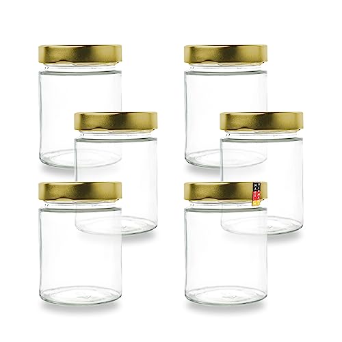 flaschenbauer.de - 6er Set Marmeladengläser 275ml TO 66 Deep, Premium Einmachgläser mit Goldenen Deckel, Vielseitig für Konservierung, Marmelade, Einkochen & Aufbewahrung, 66mm Schraubmündung flaschenbauer.de - 6er Set Marmeladengläser 275ml TO 66 Deep, Premium Einmachgläser mit Goldenen Deckel, Vielseitig für Konservierung, Marmelade, Einkochen & Aufbewahrung, 66mm Schraubmündung von flaschenbauer.de