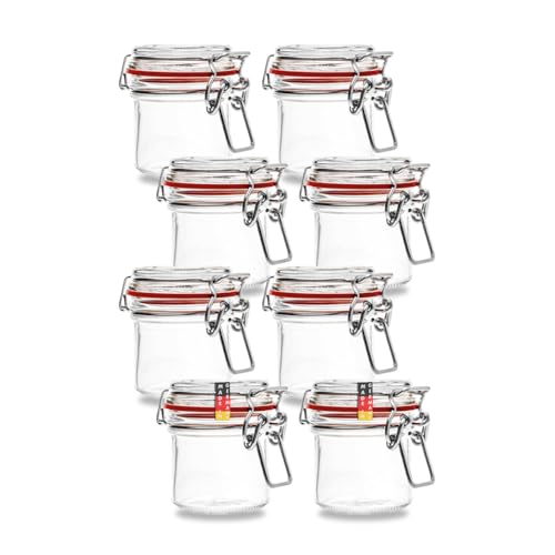 Flaschenbauer - 8 Drahtbügelgläser 125 ml, verwendbar als Einmach- und Fermentierglas, zur Aufbewahrung und zum Befüllen, leere Gläser mit Drahtbügel – Made in Germany, inklusive Etiketten Flaschenbauer - 8 Drahtbügelgläser 125 ml, verwendbar als Einmach- und Fermentierglas, zur Aufbewahrung und zum Befüllen, leere Gläser mit Drahtbügel – Made in Germany, inklusive Etiketten von flaschenbauer.de