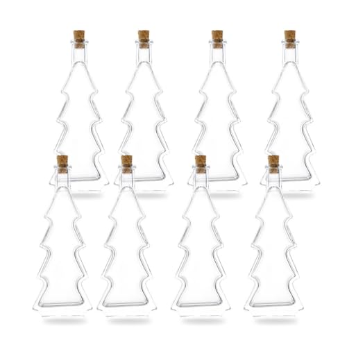 Flaschenbauer Glasflaschen Tannenbaum I 8er Bundle mit einer Füllmenge von 100ml I Tannenbaumflasche mit Korkverschluss I Exklusiv für Weihnachten von flaschenbauer.de