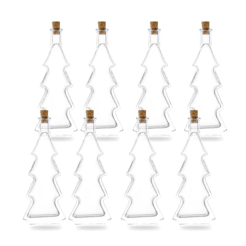 Flaschenbauer Glasflaschen Tannenbaum I 8er Bundle mit einer Füllmenge von 100ml I Tannenbaumflasche mit Korkverschluss I Exklusiv für Weihnachten von flaschenbauer.de