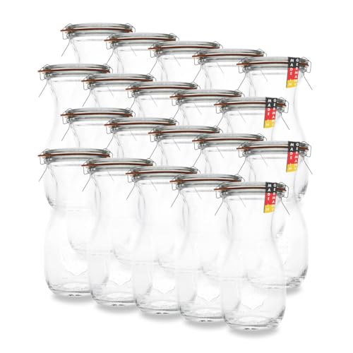 WECK 20er Set 250ml leere Glasflasche inkl. Verschluss und Dichtung - Zum selbst befüllen von Milchflaschen, Saftflaschen, Smoothie Flaschen von flaschenbauer.de