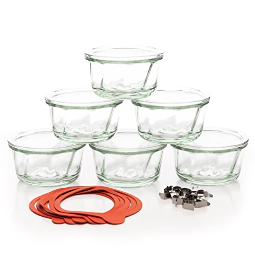 WECK 6er Set Gugelhupfglas 450ml inkl. Verschluss und Dichtung - Zum Selbstbefüllen von flaschenbauer.de