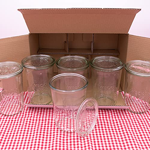 WECK Sturzglas Einmachglas 850ml mit Gummiringen und Klammern I verwendbar als Marmeladenglas, Vorratsglas, Konservenglas 6 Stück Inklusive Etikett - Made in Germany WECK Sturzglas Einmachglas 850ml mit Gummiringen und Klammern I verwendbar als Marmeladenglas, Vorratsglas, Konservenglas 6 Stück Inklusive Etikett - Made in Germany von flaschenbauer.de