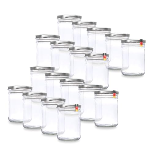 flaschenbauer.de 12er Set Sturzgläser 870 ml inkl. Twist Off Deckel TO100 zum Einmachen von Suppen, Babynahrung (Deckel Silber, TO100) von flaschenbauer.de