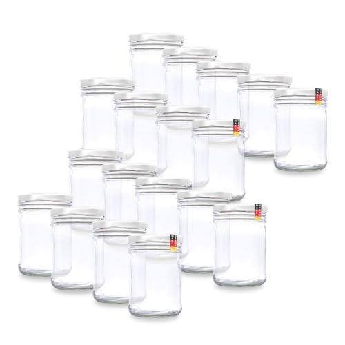 flaschenbauer.de 12er Set Sturzgläser 870 ml inkl. Twist Off Deckel TO100 zum Einmachen von Suppen, Babynahrung (Deckel Weiß, TO100) von flaschenbauer.de