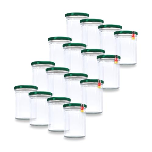 flaschenbauer.de 8er Set Sturzgläser 430 ml inkl. Twist Off Deckel TO82 zum Einmachen von Suppen, Babynahrung (Deckel Grün, TO82) von flaschenbauer.de