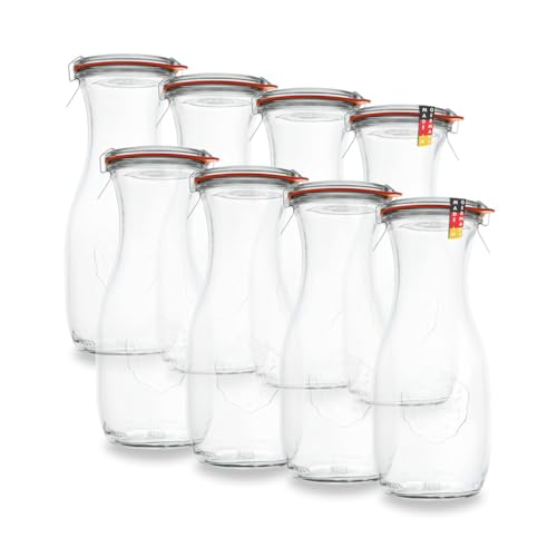 WECK 8er Set 0,5L leere Glasflasche inkl. Verschluss und Dichtung - Zum selbst befüllen von Milchflaschen von flaschenbauer.de