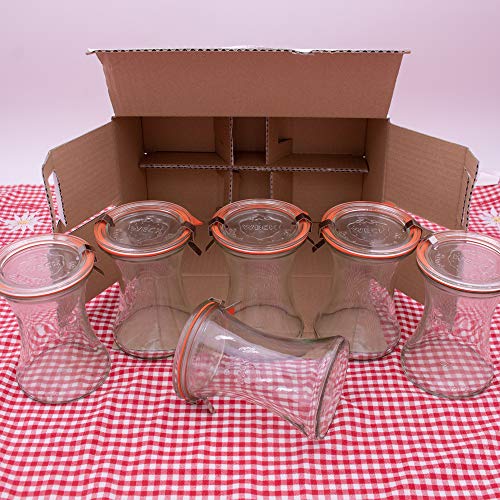 flaschenbauer.de WECK Rundrand-Glas 370 ml Delikatessen-Glas verwendbar als Marmeladenglas, Vorratsglas, Konservenglas 6 Stück von flaschenbauer.de