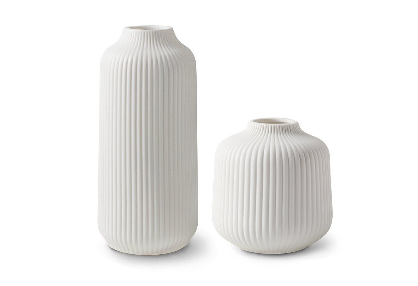 flature Tischvase Keramik Vase 2er-Set mit Rillen - für Pampasgras und Blumen von flature