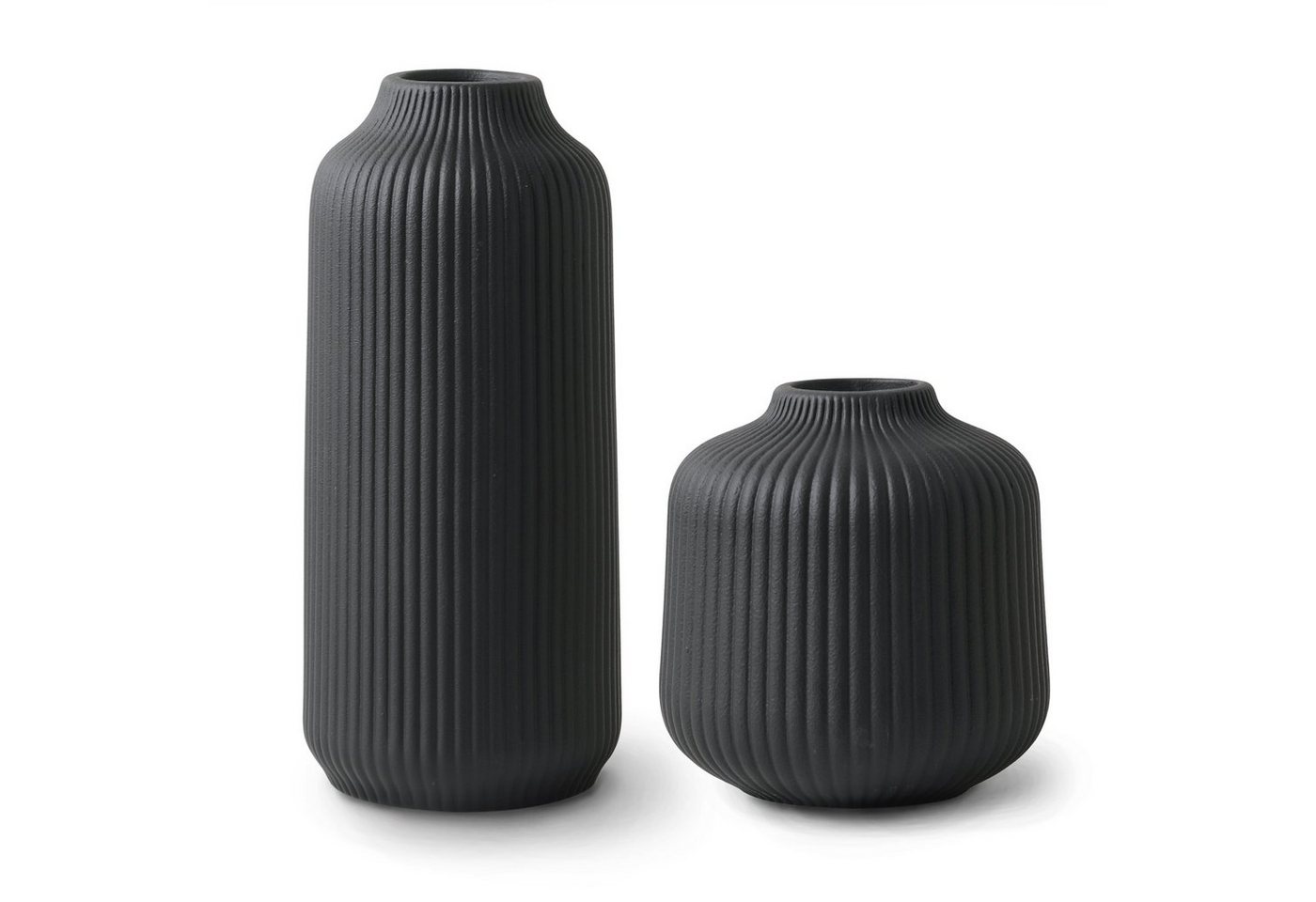 flature Tischvase Keramik Vase 2er-Set mit Rillen - für Pampasgras und Blumen von flature