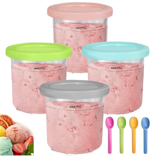 flavour pods Für Ninja Creami Behälter NC300EU,4 PACK Creami Pint Behälter, NC300UK NC301EU Serie Ninja Eismaschinen Zubehör von flavour pods