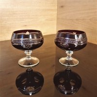 Vintage Boho Kristall Kelche Dunkle Rotweingläser, 2Er Set von fleamarketEU