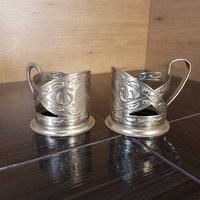 Vintage Metall Teeglas Halter - Udssr 2Er Set Vintage Metall Teeglas Halter - Udssr 2Er Set von fleamarketEU