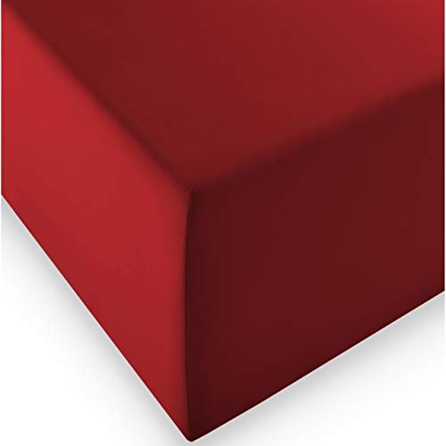 fleuresse 1119 XXL Jersey Stretch Spannbetttuch (96% Baumwolle, 4% Elasthan), mit Rumdumgummizug, Ökotex 100, für Matratzen bis 40 cm Höhe, 90 x 190-100 x 220 cm, Bordeaux fleuresse 1119 XXL Jersey Stretch Spannbetttuch (96% Baumwolle, 4% Elasthan), mit Rumdumgummizug, Ökotex 100, für Matratzen bis 40 cm Höhe, 90 x 190-100 x 220 cm, Bordeaux von fleuresse