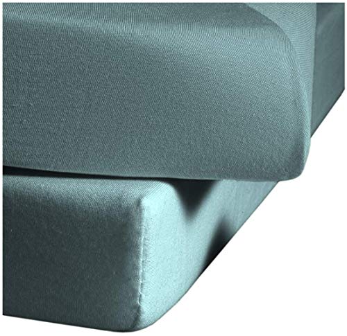 fleuresse Comfort Spannbettlaken (96 % Baumwolle, 4 % Elasthan), mit Rumdumgummizug, Ökotex Standard 100, für Matratzen bis 26 cm Höhe, 120 - 130 x 200 - 220 cm, aqua von fleuresse