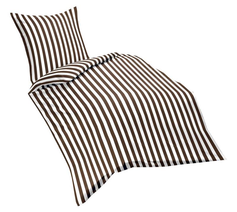 fleuresse Bettwäsche 135x200cm Streifen gestreift in Braun Türkis oder Rot, Renforcé, 2 teilig, modernes Design mit Streifen in verschiedenen Farben von fleuresse