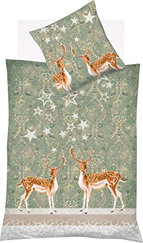 fleuresse Bettwäsche Feinbiber Schilf Größe 135x200 cm (80x80 cm) von fleuresse