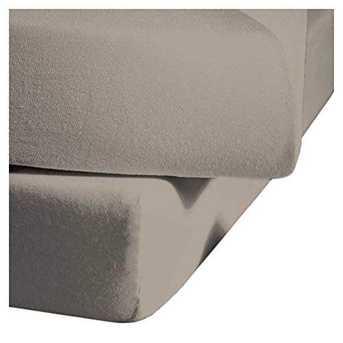 fleuresse Comfort Spannbettlaken (96 % Baumwolle, 4 % Elasthan), mit Rumdumgummizug, Ökotex Standard 100, für Matratzen bis 26 cm Höhe, 90 - 100 x 200 - 220 cm, taupe von fleuresse