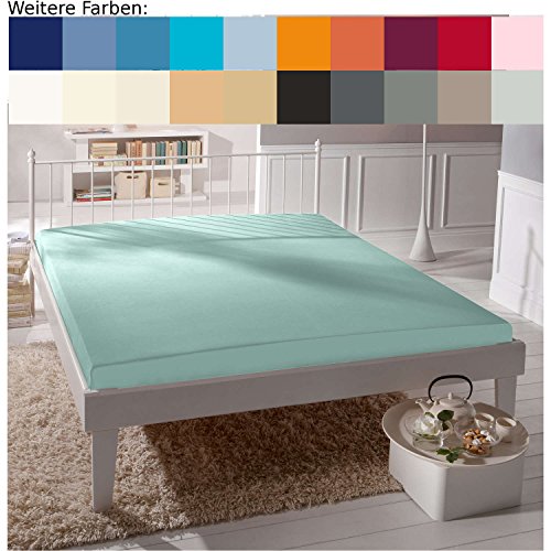 fleuresse Comfort Spannbettlaken, 96% Baumwolle, 4% Elasthan, Aqua, 180 x 200 cm von fleuresse