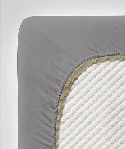 fleuresse Comfort Spannbettlaken (96 % Baumwolle, 4 % Elasthan), mit Rumdumgummizug, Ökotex Standard 100, für Matratzen bis 26 cm Höhe, 180 - 200 x 200 - 220 cm, steingrau von fleuresse