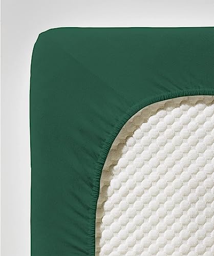 fleuresse Comfort Spannbettlaken (96 % Baumwolle, 4 % Elasthan), mit Rumdumgummizug, Ökotex Standard 100, für Matratzen bis 26 cm Höhe, 180 - 200 x 200 - 220 cm, jagdgrün von fleuresse