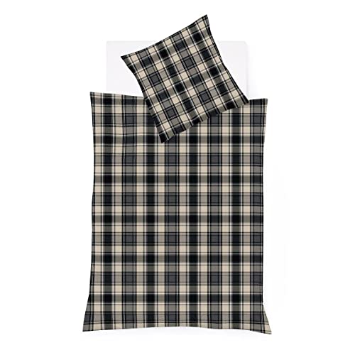 fleuresse Edelflanell Bettwäsche Lech Abbey granit 1 Bettbezug 200 x 220 cm + 2 Kissenbezüge 80 x 80 cm von fleuresse