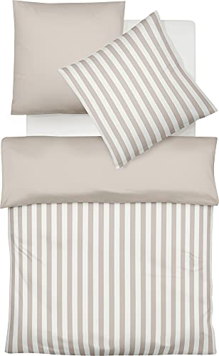 fleuresse Edelflanell Wendebettwäsche Lech Streifen mandel 1 Bettbezug 135 x 200 cm + 1 Kissenbezug 80 x 80 cm von fleuresse