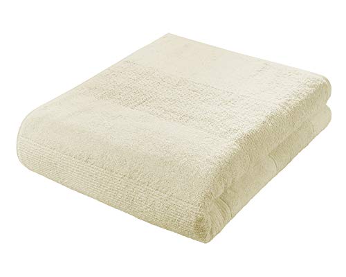 fleuresse Frottier 2828 großes Badetuch, mit Streifenbordüre und Kordelaufhänger, Ökotex Standard 100, Gewicht 550 gr. pro m², 90 x 200 cm, Natur von fleuresse