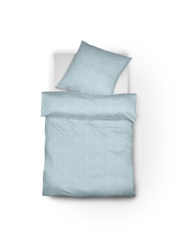 fleuresse Jade 453971, Mako-Damast-Bettwäsche-Set, 100% Baumwolle, Oeko-TEX® Standard 100 Zertifiziert, 240 x 220 cm inkl. 2 x 80 x 80 Kissenhülle, dezentes Muster, Fb. Azurblau von fleuresse