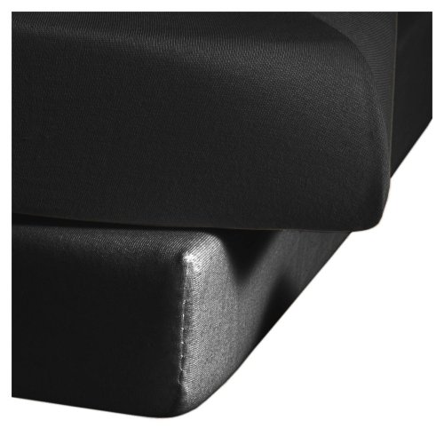 fleuresse Jenny C klassisches Jersey-Spannlaken, 100% Baumwolle, mit praktischem Rundumgummi, Fb. Schwarz, Größe 200 x 200 cm, auch passend für 180/190 x 200 von fleuresse