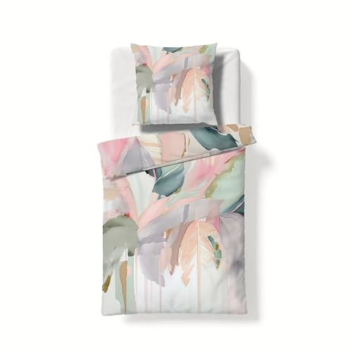 fleuresse Mako-Satin Bettwäsche 135x200 Blätter Bananenblätter Pastell 114523-09 fleuresse Mako-Satin Bettwäsche 135x200 Blätter Bananenblätter Pastell 114523-09 von fleuresse