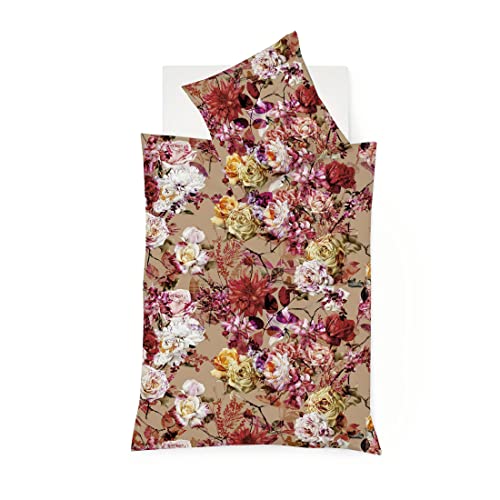 fleuresse Mako-Satin Bettwäsche Bed Art S Rosen Terracotta 1 Bettbezug 135 x 200 cm + 1 Kissenbezug 80 x 80 cm von fleuresse