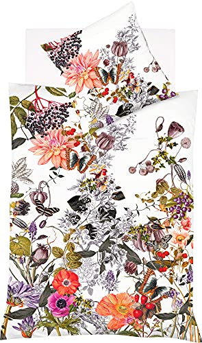 fleuresse Mako-Satin Bettwäsche Bed Art S Wildflowers dust Grey 1 Bettbezug 135 x 200 cm + 1 Kissenbezug 80 x 80 cm von fleuresse