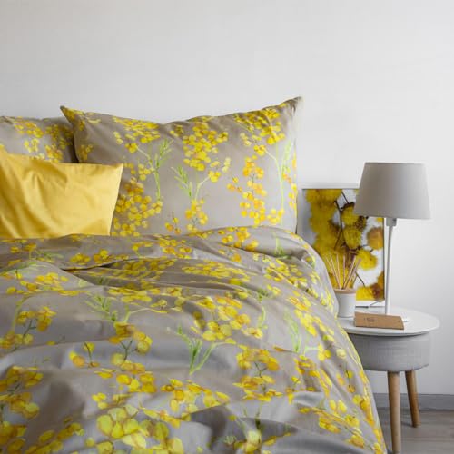 fleuresse Mako-Satin Bettwäsche Modern Garden Salford beige 1 Bettbezug 135 x 200 cm + 1 Kissenbezug 80 x 80 cm von fleuresse