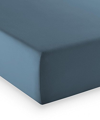 fleuresse Premium Jersey-Elasthan Spannbettlaken - alle Größen und viele Farben - Comfort 200x200 cm Denim von fleuresse