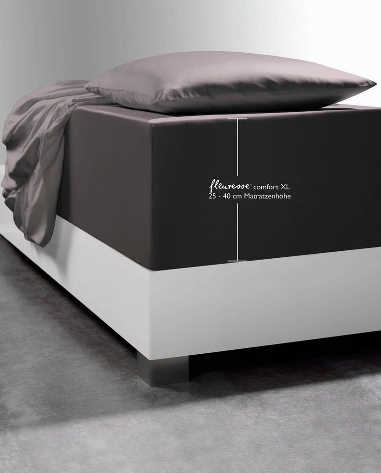 fleuresse Spannbettlaken Comfort XL, Mako-Jersey, Gummizug: rundum, (1 Stück), Mako-Jersey, für Matratzen bis 40 cm Höhe, Bettlaken, Spannbetttuch von fleuresse