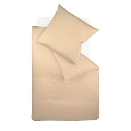 fleuresse Uni-Colours Bettwäsche-Set, Mako Satin, 100 Prozent Baumwolle, Fb. Sand, 155 x 200 cm von fleuresse