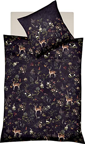 fleuresse Wendebettwäsche Mako-Satin schwarz-Gold Größe 155 x 220 cm (80 x 80 cm) von fleuresse