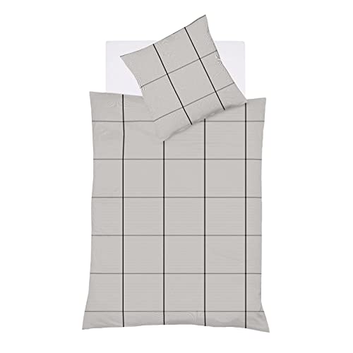 fleuresse gewebte Edelflanell Bettwäsche Lech Bootle steingrau 1 Bettbezug 200 x 220 cm + 2 Kissenbezüge 80 x 80 cm von fleuresse