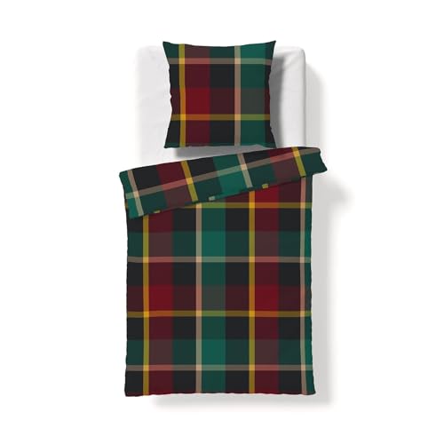 fleuresse gewebte Edelflanell Bettwäsche Lech Tullamore Multicolor 1 Bettbezug 155 x 220 cm + 1 Kissenbezug 80 x 80 cm von fleuresse