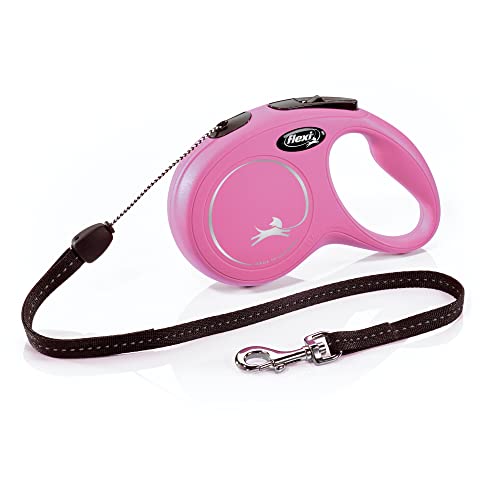 FLEXI Klassische einziehbare Hundeleine, ergonomisch, langlebig und verhedderungsfrei, für Hunde bis zu 11,8 kg, 4,8 m, klein, Rosa von flexi