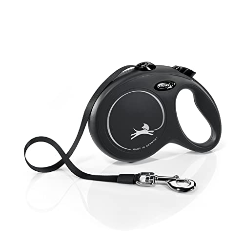 Flexi New Classic Tape Black Large 5m Retractable Dog Leash/Lead for dogs up to 50kgs/110lbs von flexi