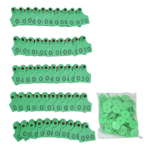 FLEXMAN 100Pcs Viehohr Tags, TPU Schwein Kuhetikett Tag Schaf Sheep Vieh Kalb Hognummer Viehstock Ohr Tag für Kuhpferd Schwein Ziege Schafsviernicht (Grün) von flexman