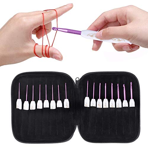 FLEXMAN 16Pcs Häkelhaken Set, Ergonomische Häkelhaken Handgewebte Sweater Strickwerkzeug, Häkelgurt mit Tasche 2,5 mm 2,75 mm 5,5 mm 6 Mm (Safran -Porzellan -Set) von flexman